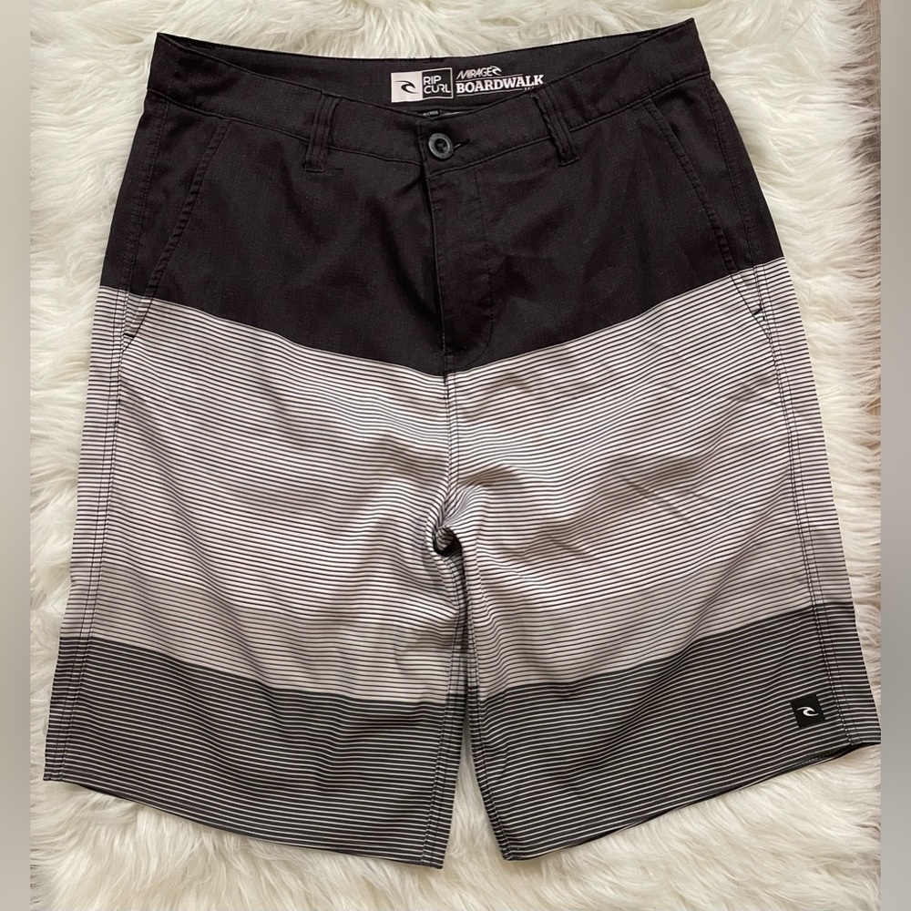 Rip Curl Men’s Board Shorts/Trunks. Size 32. Black, Gray and White.